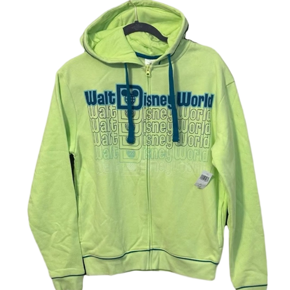 Walt Disney World Lime Green Zipper Hoodie Disney Parks adult small NWT